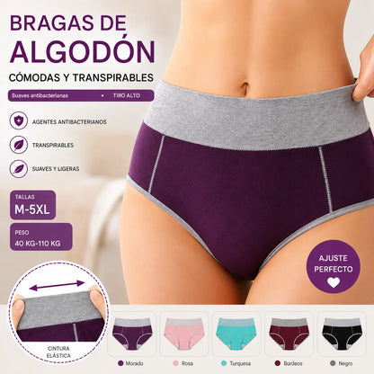 5 piezas 🔥40KG-110KG🔥 Ropa interior antibacteriana de algodón puro de talle alto para mujer ✨️