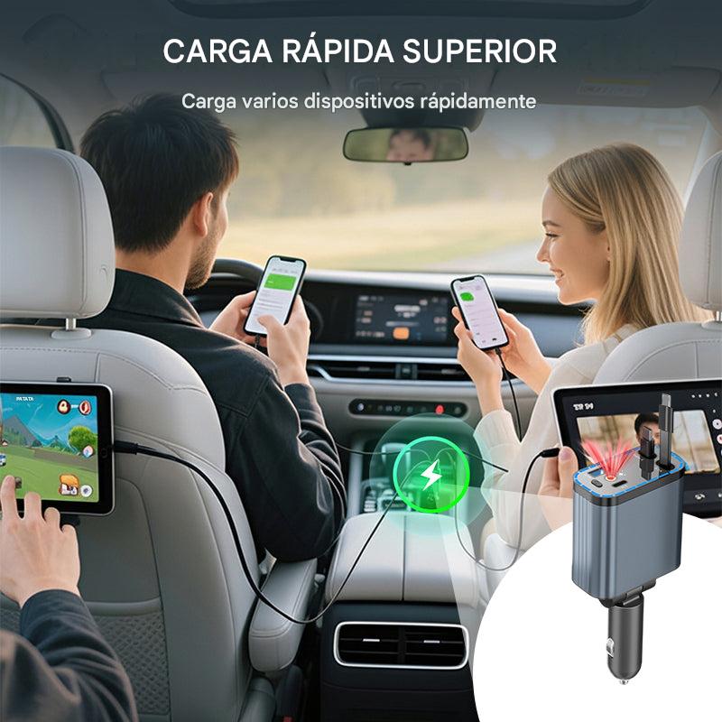 ⚡✨ Cargador de coche ultrarrápido: dos puertos USB-C retráctiles con luz ambiental Starlight y protección de seguridad inteligente 🚗💫