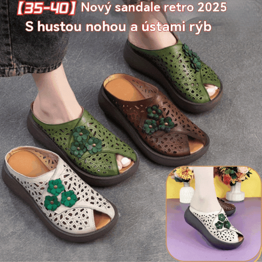 👡【35-40】Sandale noi retro cu talpă groasă și gură de pește din 2025, talpă moale, absorbție confortabilă a șocurilor, nu trebuie să simțiți oboseală la mers 