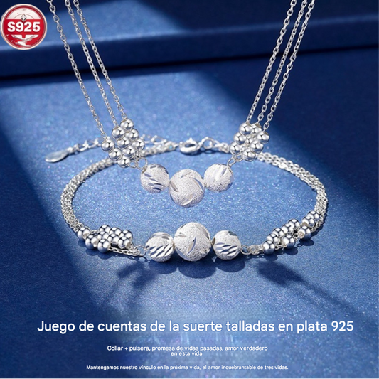 💜Oferta especial🔥【Collar + Pulsera】✨Conjunto de collar y pulsera de plata grabada 3913992