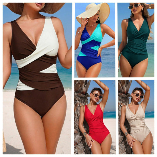 🏖️👙【Obmedzené množstvo】🌴【40-90 kg】 Jednofarebné jednodielne plavky s odhaleným chrbtom