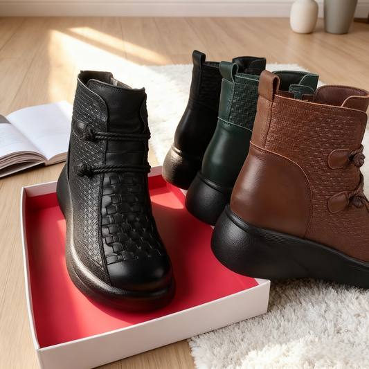 💥💥【35-40】2024 Zimní módní kožené zateplené boty na boční zip pro ženy