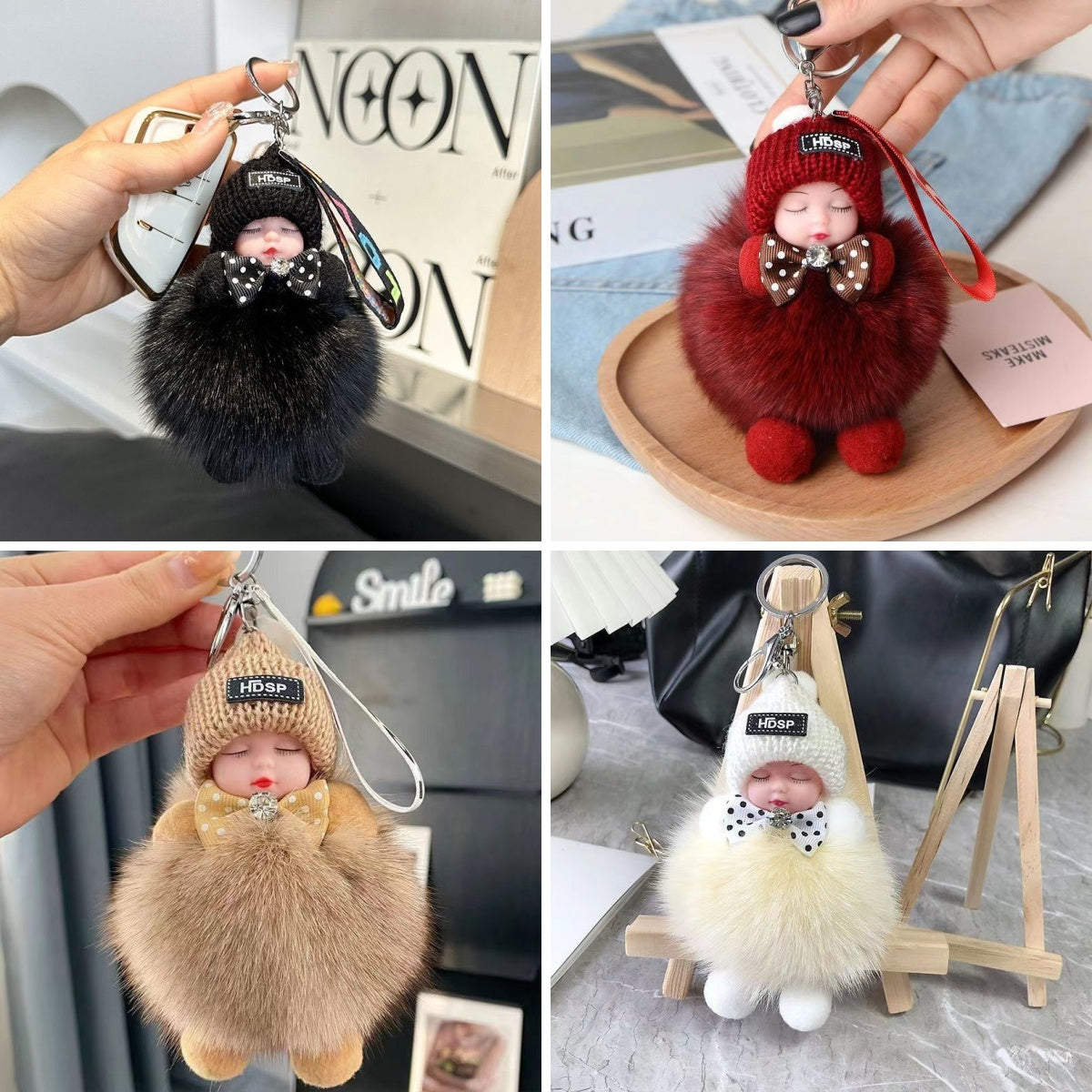 😴🧸🚗Kúpte 2 a dostanete 2 zadarmo🔥Prívesok na auto v tvare spiace bábiky, kreslený prívesok na kľúče s motívom plyšovej hračky.