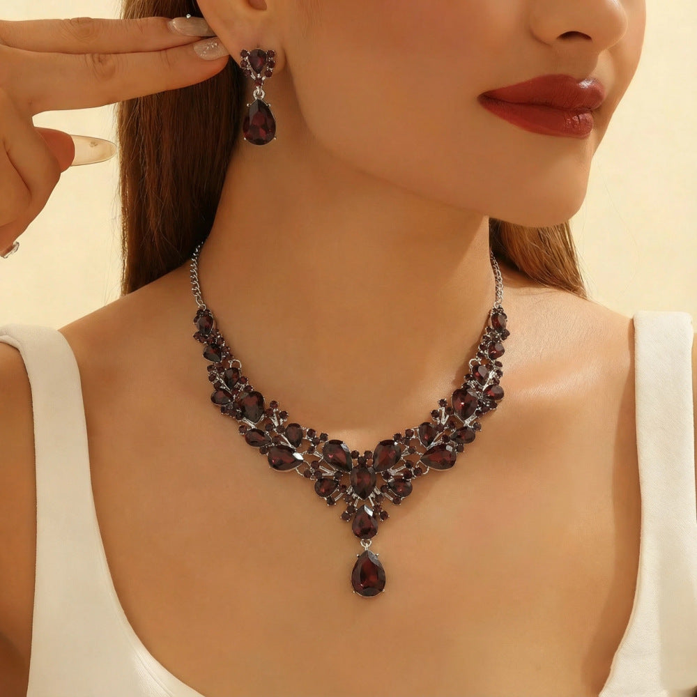 ✨【Collar + Pendientes】💖💎Nuevo conjunto de collar y pendientes de circonita cúbica de colores.