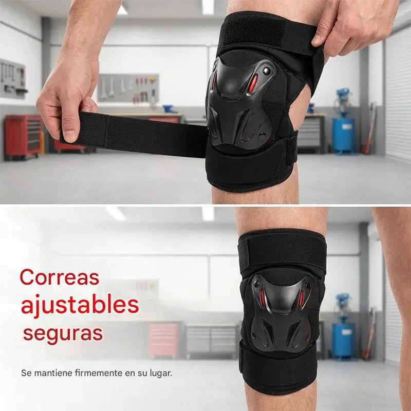 🏍️ ¡Aprovecha ahora con un 40% de descuento! 🛡️ Juego de rodilleras y coderas para motocicleta – Resistentes a los impactos, correas ajustables y forro transpirable – Protección esencial para conducir, patinar o andar en bicicleta 💪