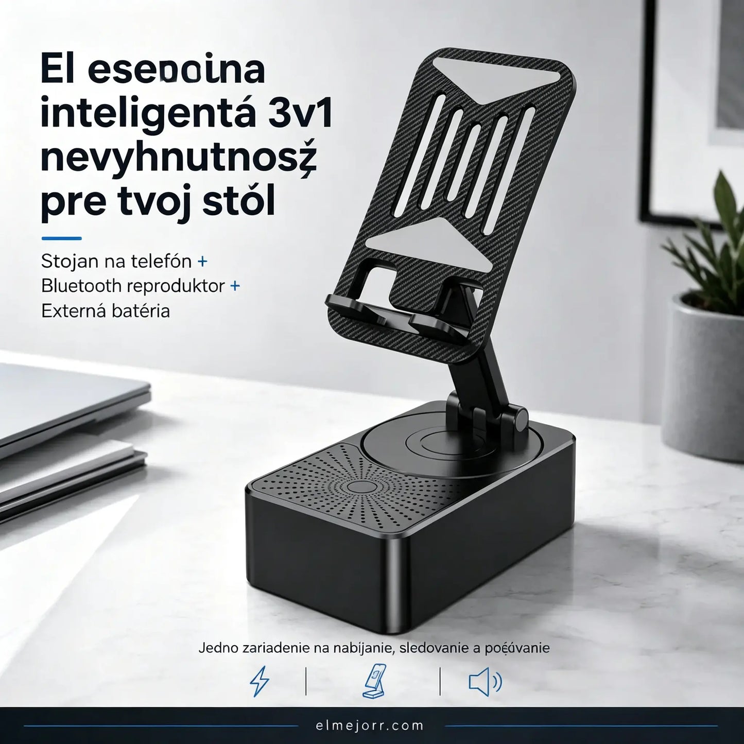 🔥 3 v 1: Bluetooth reproduktor + nabíjačka + 360° stojan na mobilný telefón 📱🔊⚡