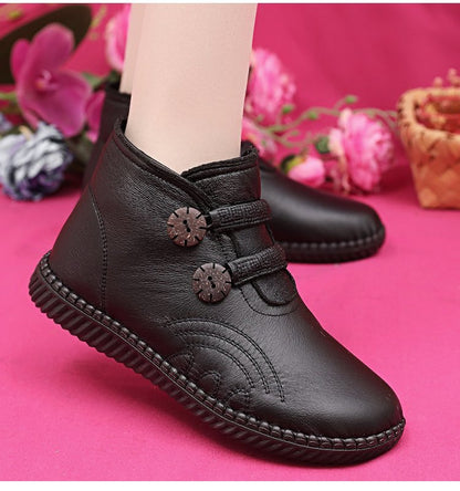 💥【Venta caliente】【35-40】Zapatos de mujer de cuero y algodón, antideslizantes y hechos a mano para otoño e invierno.