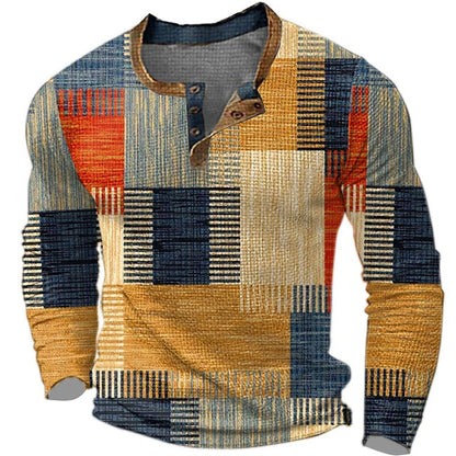 🌴🌈 [Venta por tiempo limitado] 👔 [S-4XL] Polo de manga larga con estampado para hombre