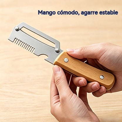 ✅Compra 1 y llévate 1 gratis (2 artículos) 🧅🔪 Pelador de cocina multifuncional 3 en 1: ¡Pela, corta y abre botellas! 🔥