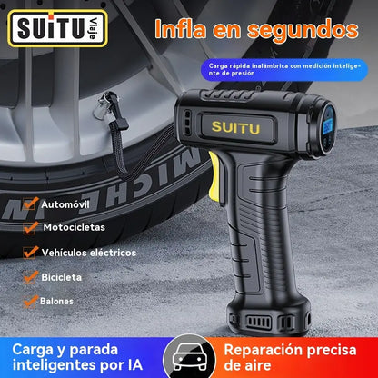 🔥 50% de descuento 🚗💨 Inflador de neumáticos portátil e inalámbrico multifuncional para coche (con pantalla digital)