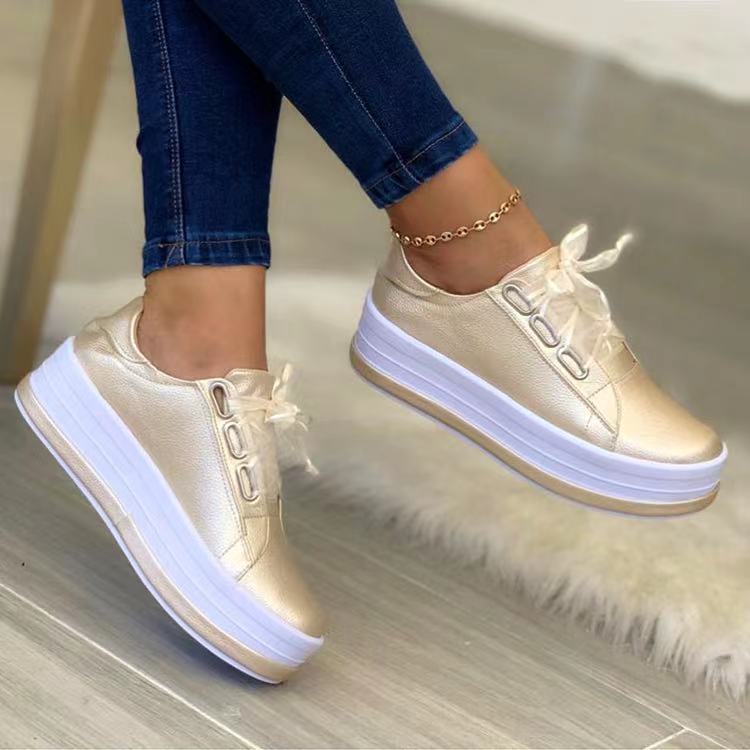 Nuevos zapatos casuales para mujer con puntera redonda y suela gruesa (tallas 35–43)