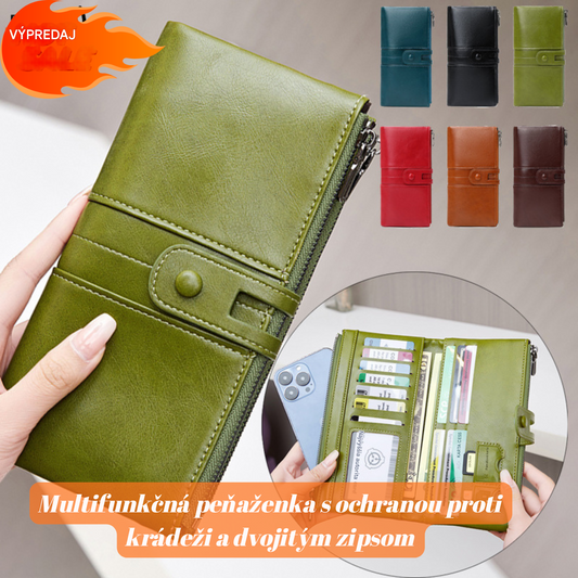 💼Multifunkčná peňaženka, ručne vyrobená z kože, ochrana proti krádeži, dvojitý zips - sviatočná zľava 44%