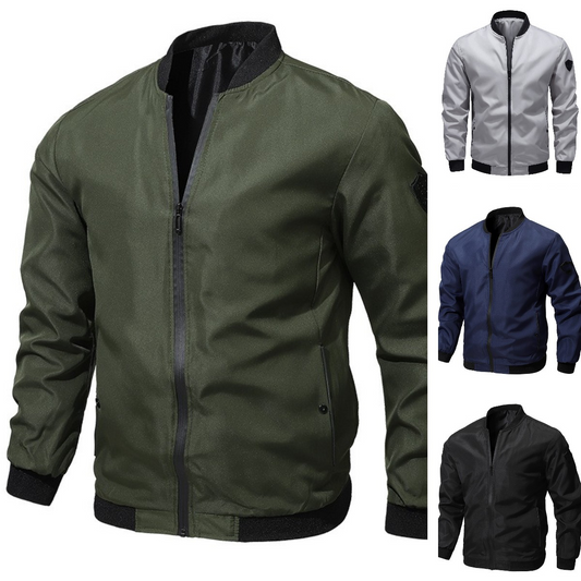 🚀🧥【50% zľava 🔥】【M–6XL】Pánska ležérna jednofarebná bomber bunda, plus veľkosť