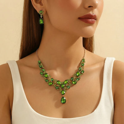✨【Collar + Pendientes】💖💎Nuevo conjunto de collar y pendientes de circonita cúbica de colores.