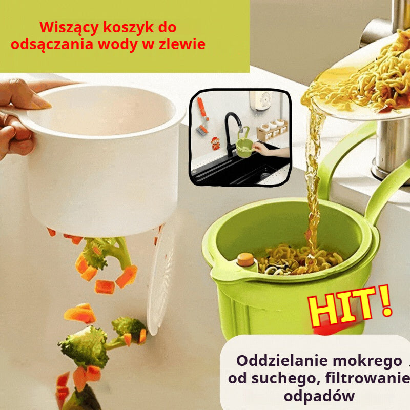 🧺Koszyk odpływowy do zlewu do użytku domowego | Oszczędza czas i wysiłek, odprowadza wodę, oddziela mokre od suchych i sortuje śmieci 👋❌