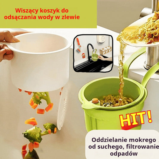 🧺Koszyk odpływowy do zlewu do użytku domowego | Oszczędza czas i wysiłek, odprowadza wodę, oddziela mokre od suchych i sortuje śmieci 👋❌