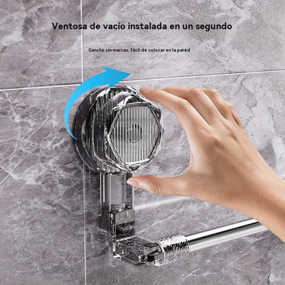 🚿✨ Barra de toalla con ventosa ajustable: no requiere perforar, no daña y tiene un agarre cómodo.