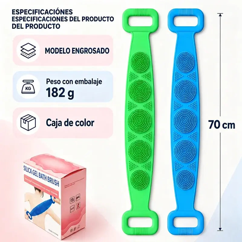 🔥Compra 1 y llévate 1 gratis🔥🛁 Guante de Baño de Silicona de Doble Cara – Exfoliante Corporal Extra Largo para Limpiar Fácilmente la Espalda