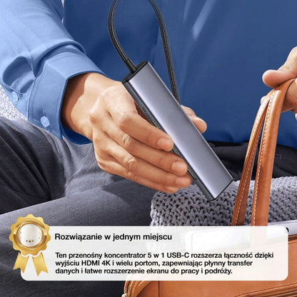 🔌✨ Przenośny hub USB-C 5-w-1, obsługuje wyjście HDMI 4K 🎥💻