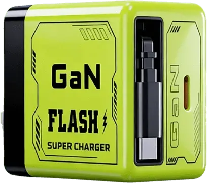 ⚡ Cargador de pared GaN 2 en 1 con cable retráctil 🔋