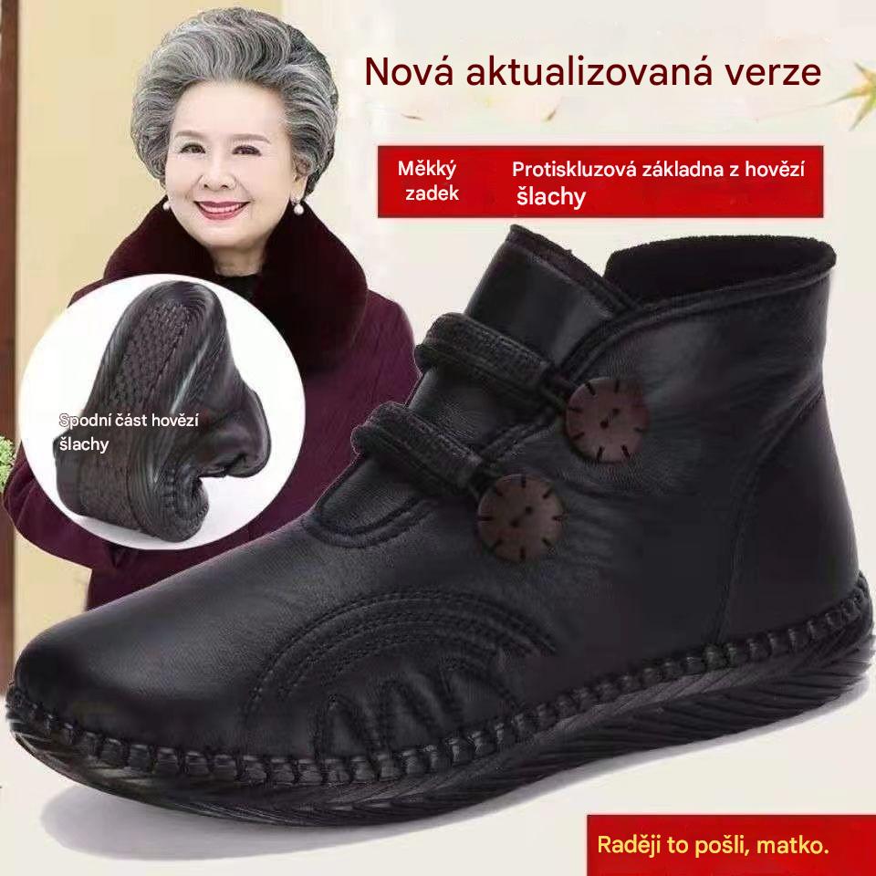 💥【35-40】Hit prodejů! Novinka 2025 – Dámská kožená, bavlněná, protiskluzová, ručně vyráběná obuv na podzim a zimu