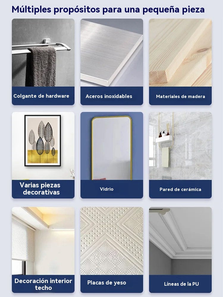 🧰📍【Compre 1 y obtenga 1 gratis】Práctico adhesivo multiusos sin clavos: resistente al agua sin taladrar, se puede utilizar en metal, plástico, azulejos, cerámica, vidrio y madera.