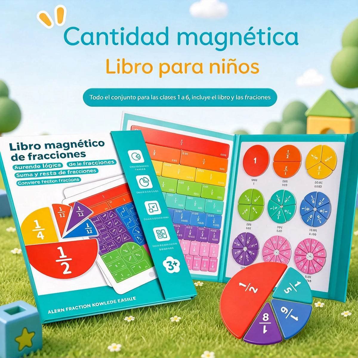 🧮 ¡Ahorra un 60%! 🎯 Libro de fracciones magnéticas: una herramienta matemática práctica, visual y reutilizable ✨