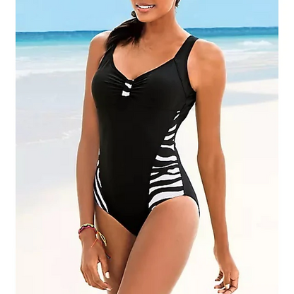 🏖️🩱【S-5XL】Čierne pruhované klasické jednodielne plavky