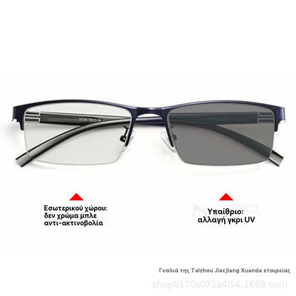 👓✨🕶️ Połowa ceny na cały asortyment 🔥🔥 Metalowe półramkowe fotochromatyczne okulary przeciwsłoneczne, okulary korekcyjne z filtrem światła niebieskiego, okulary przeciwsłoneczne do jazdy samochodem
