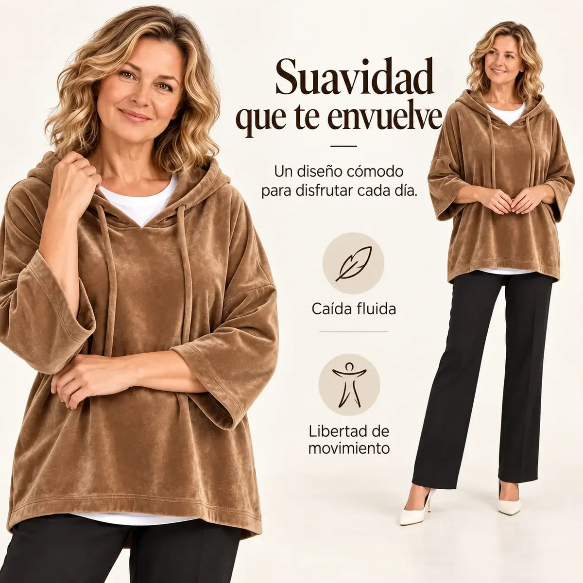 【S-5XL】Jersey holgado con capucha y cordón ajustable para otoño/invierno de 2026