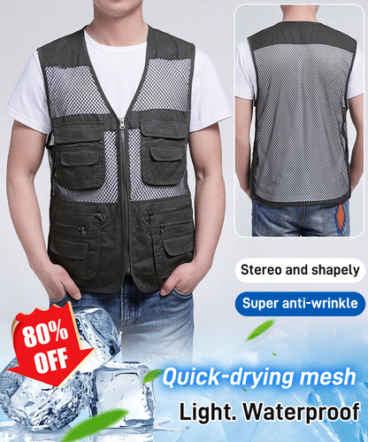 🔥🔥Ležérna funkčná vesta s viacerými vreckami, pohodlné a priedušné【XL-4XL】