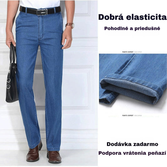 🙋‍♂️👖 Nové pohodlné pánske elastické priedušné džínsy s vysokým pásom 2025