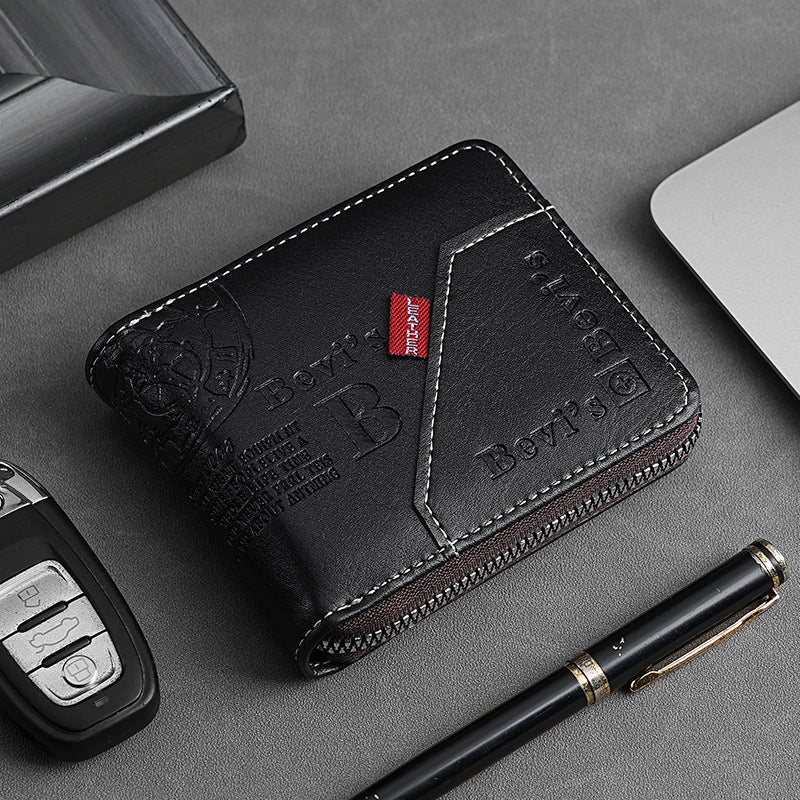 🔥🔥Nueva y elegante cartera corta de cuero genuino para hombre, resistente a los arañazos y duradera.