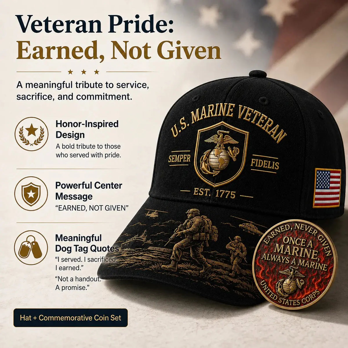 🤠🧢Gorra de Lealtad Eterna del Cuerpo de Marines