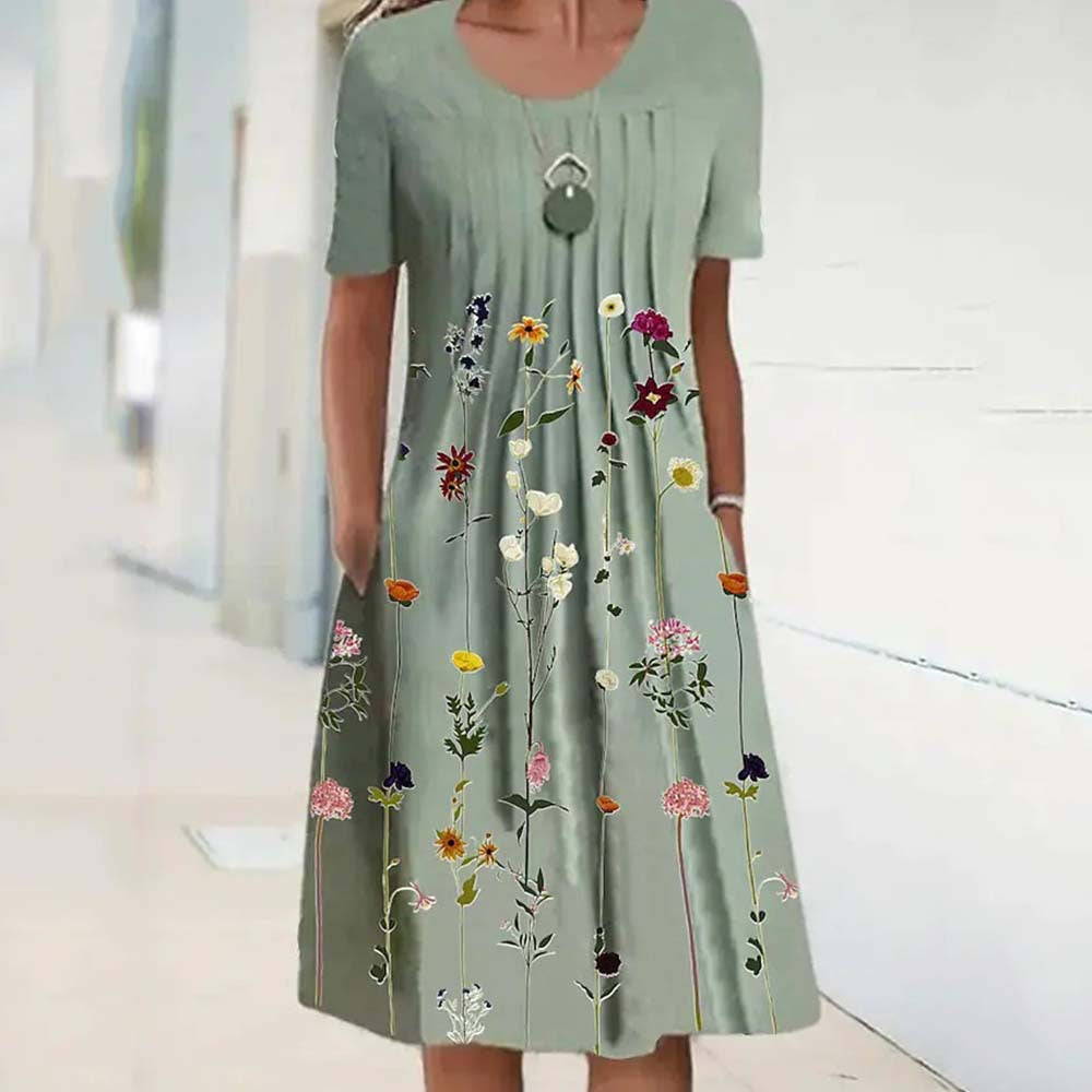 🌸🦋Nové dámské šaty s kulatým výstřihem a potiskem（S-3XL）3705260