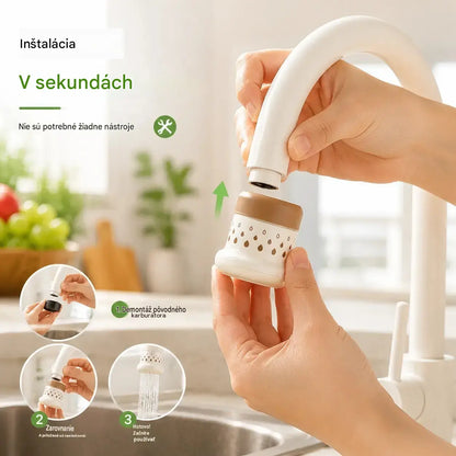 💦 Vodovodný filter odolný voči striekajúcej vode – 360° – Šetrí vodu viac a je efektívnejší, lepšie výsledky umývania