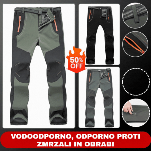 【💥Visoka kakovost】 【S-5XL】Moške mehke, vodoodporne, vetrovno odporne, zračne pohodniške hlače, tople debele flis hlače za šport na prostem