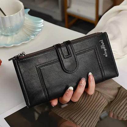 💰 Dámska retro originálna kožená priehradka na karty s dvojitým zipsom 3846672