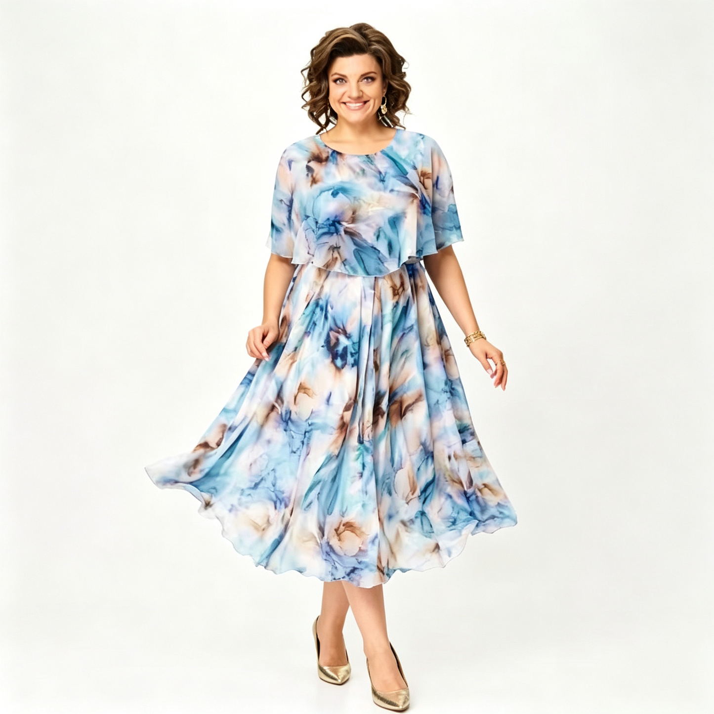 💃☀️【S-5XL】Vestido de malla estampado: corte ajustado, favorecedor y fácil de combinar.