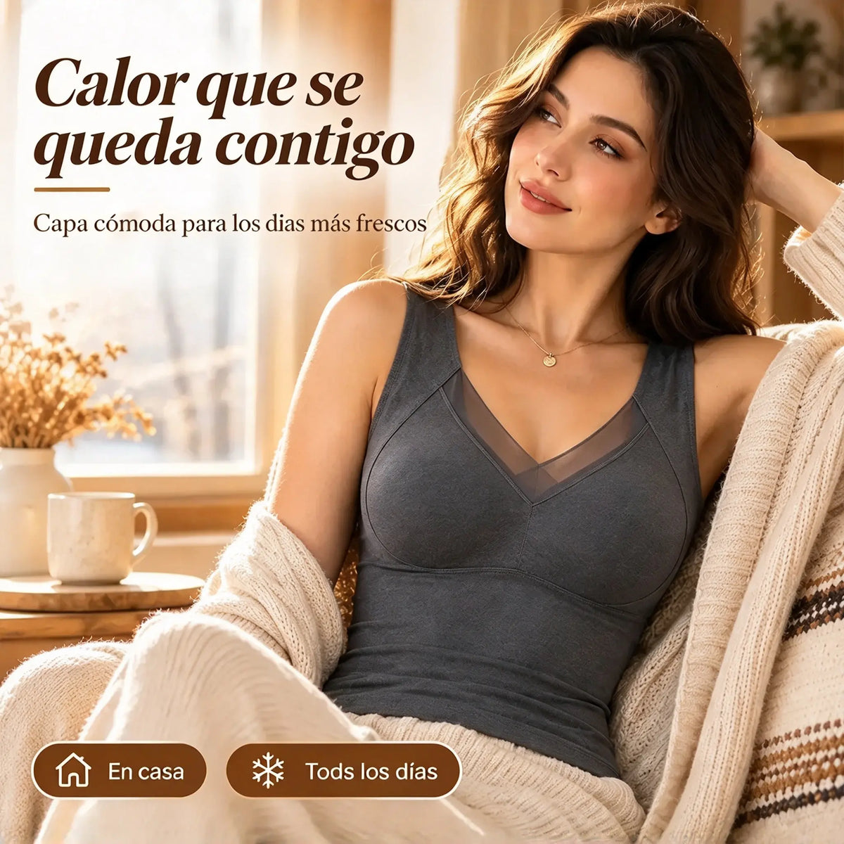♥☃【Paquete de 2】Chaleco térmico afelpado para otoño/invierno 2026 — Chaleco autocalentable para mujer, a base de grafeno — ¡cómodo y que realza la figura!