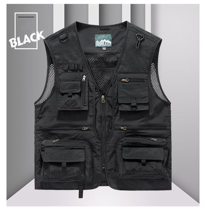 🔥🔥【L-5XL】Chaleco Casual de Malla para Hombre, Multibolsillos Secado Rápido para Pesca y Exterior