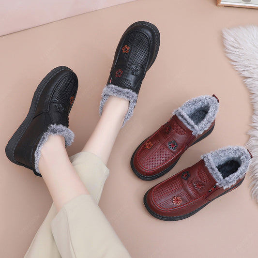 👢💗【35-41】Nové ručne vyrábané dámske bavlnené protišmykové čižmy z pravej kože 3803282