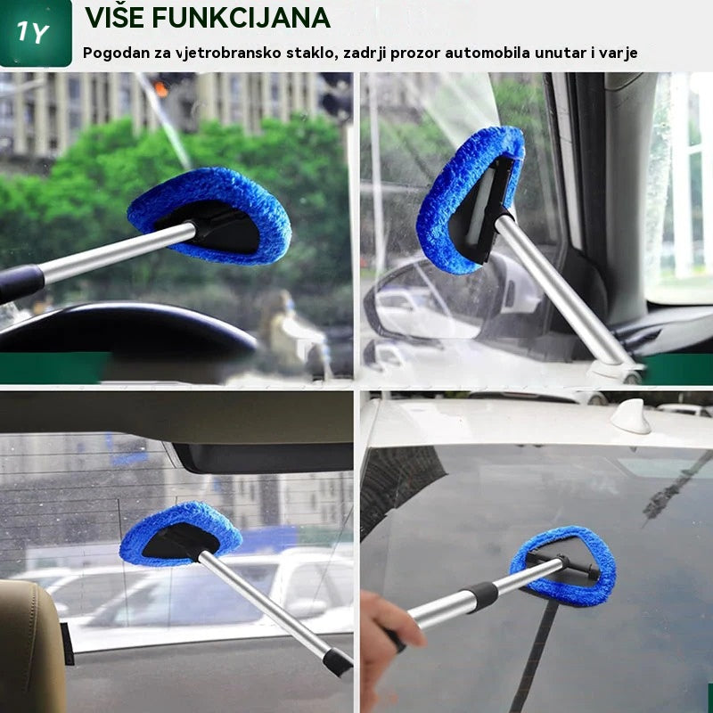 🎁【1 trokutasti plastični komad + 4 platnene navlake】💦Set za čišćenje vjetrobranskog stakla automobila - produživ i rotirajući za 180°