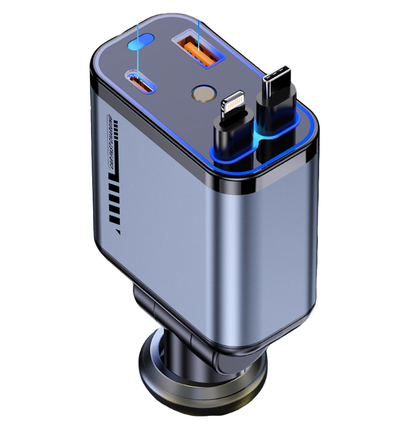 ⚡✨ Ултрабързо зарядно за кола: Два прибиращи се USB-C порта със Starlight околна светлина и интелигентна защита 🚗💫