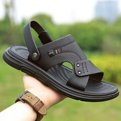🐂【38-44】Nuevas sandalias de playa de cuero con suela gruesa para hombre