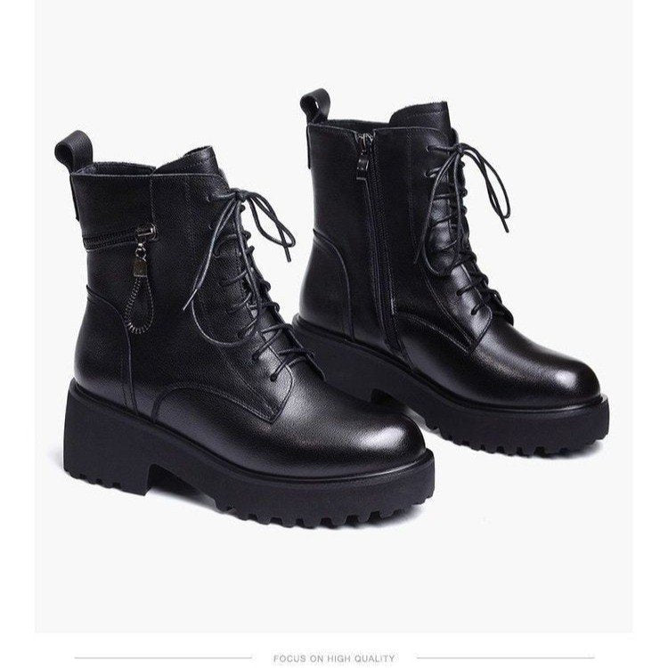 🔥【-60%🔥Tallas 35-40】Nuevas botas Martin de plataforma de cuero genuino de alta calidad, disponibles con forro polar