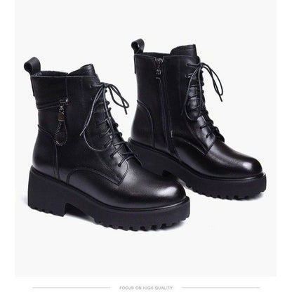 🔥【-60%🔥Tallas 35-40】Nuevas botas Martin de plataforma de cuero genuino de alta calidad, disponibles con forro polar