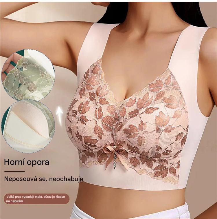 【Kupte 1 a získejte 2 zdarma】Velká krajková podprsenka M-4XL, bez ocelových kroužků, oslnivá záda, sexy a prodyšná, bezešvá, 【40-100 kg】