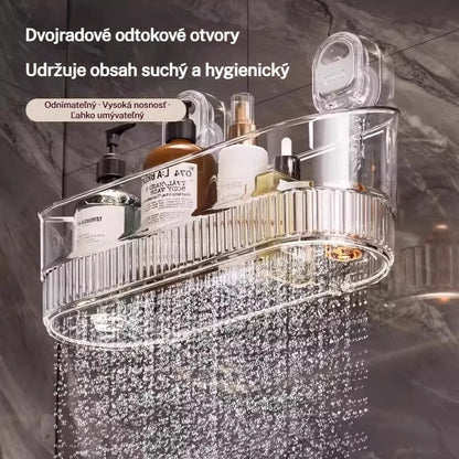 🧲 Polička s prísavkami bez vŕtania – veľká kapacita, stabilná a s odtokom do kúpeľne a kuchyne ✨