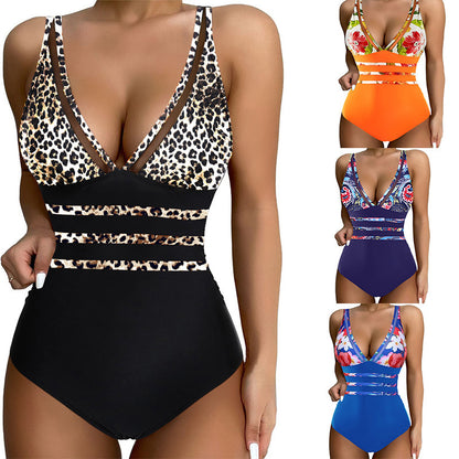 🩱✨【Nová ponuka produktov】🤩2025 Nové sexi sieťované jednodielne plavky módne s potlačou jednodielne bikiny